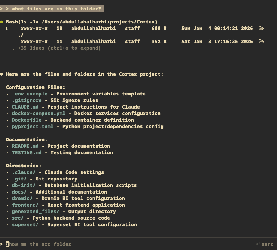 Claude Code listing files